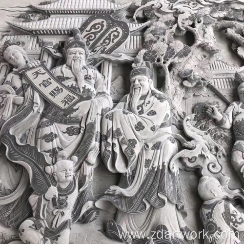 Ancient Stone Carving Murals God of Wealth Arrived